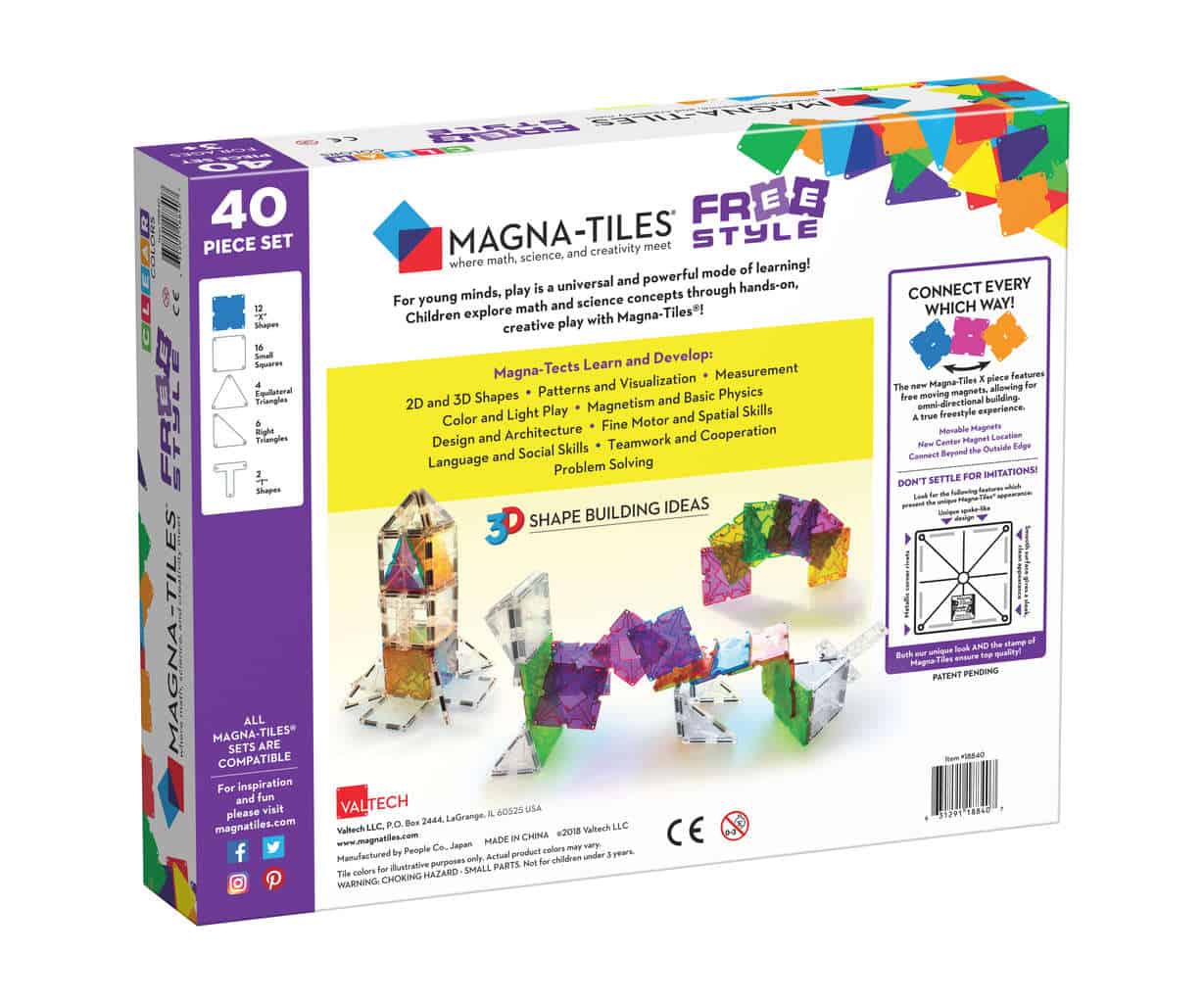 Jogo de Construção Magnético - Magna-Tiles® Freestyle 40-Peças
