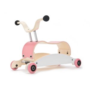 Wishbone Mini-Flip Walker 3-em-1 Rosa em modo andarilho e triciclo