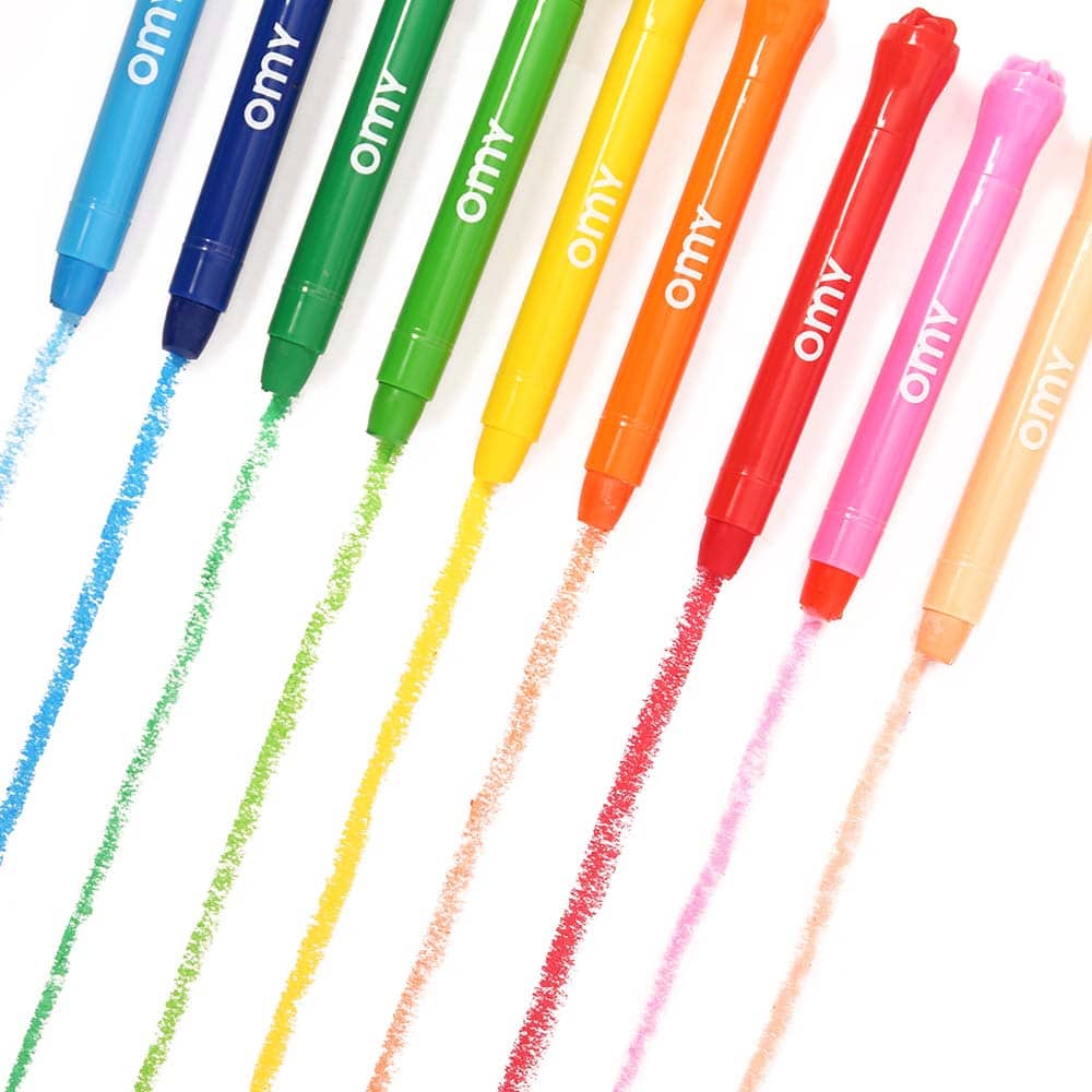 As 9 cores dos lápis pastel permitem criar tons mais claros e suaves, até aos mais escuros e intensos. 