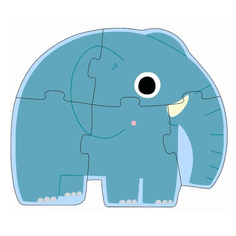 Elefante, puzzle com 5 peças - Primo Puzzle da Djeco