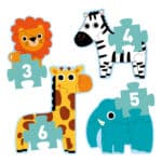 Puzzle Evolutivo da Djeco - Primo Puzzle – Na Selva (3, 4, 5 e 6 peças)