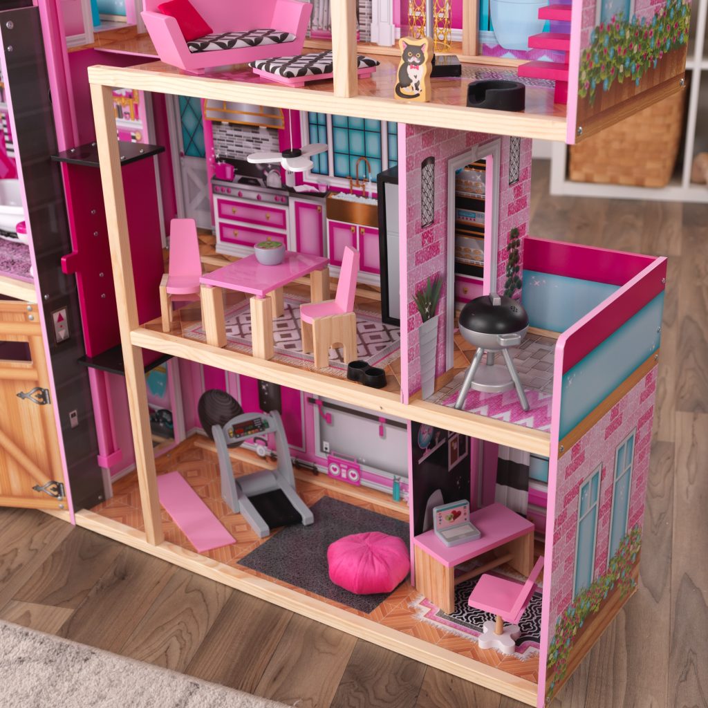 Casa de bonecas Mansão Shimmer inclui um espaço exterior