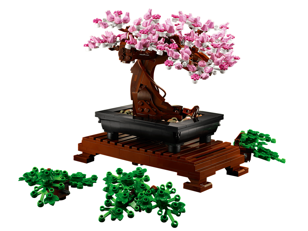 LEGO 10281 Árvore Bonsai - Modelo montado com a copa de flor de cerejeira cor-de-rosa