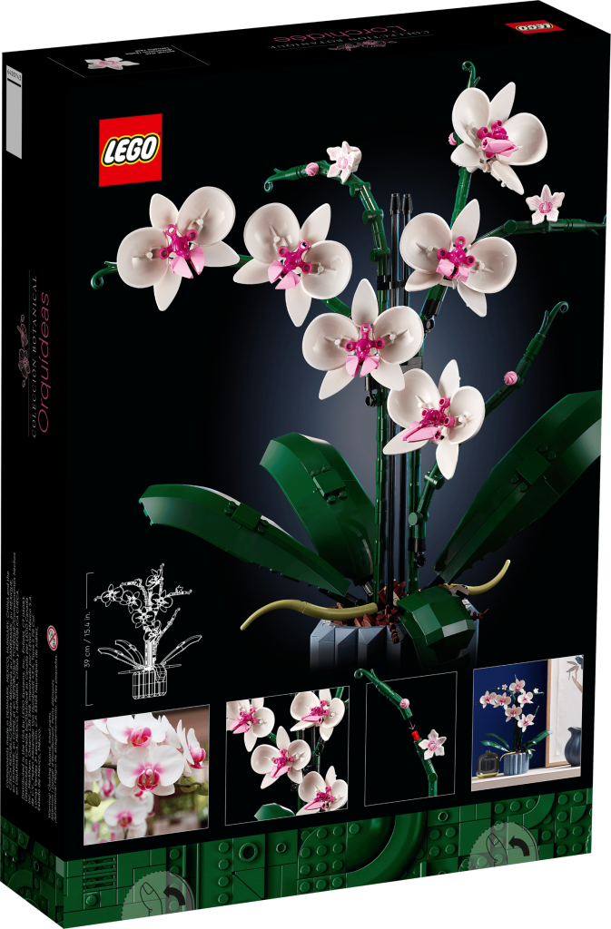 Babystore.pt - Bens para Bebés e Crianças de 0 a 6 Anos LEGO 10311 Orquídea - Verso da caixa com dimensões e detalhes da planta