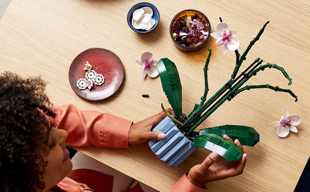 Babystore.pt - Bens para Bebés e Crianças de 0 a 6 Anos Pessoa a ajustar as hastes do conjunto LEGO 10311 Orquídea