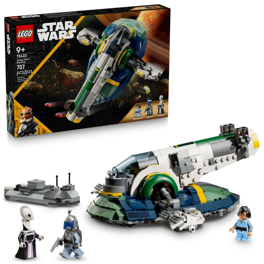 LEGO 75433 Nave do Jango Fett - Caixa e modelo da nave montada