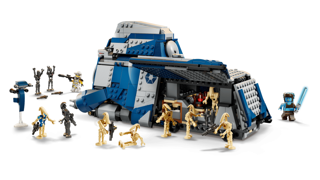 LEGO 75435 MTT Separatista da Batalha de Felucia - Modelo do eículo montado e as minifiguras incluidas