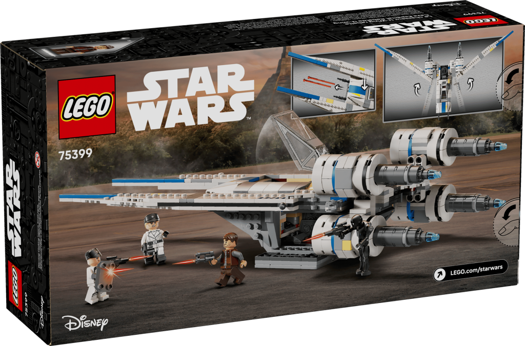 LEGO 75399 U-Wing Starfighter Rebelde - Verso da caixa com detalhes funcionais