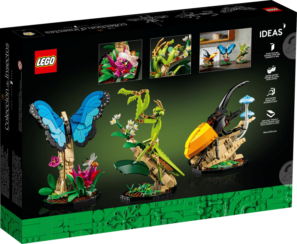 Babystore.pt - Bens para Bebés e Crianças de 0 a 6 Anos LEGO 21342 - Coleção de Insetos - Verso da caixa com os três insetos detalhados